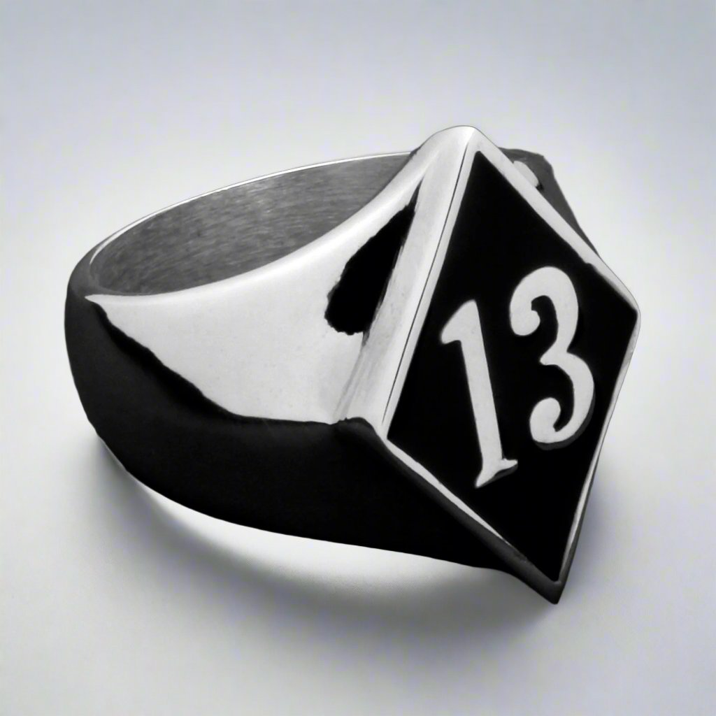 13 Bad Luck Diamond Face Ring – Big Joes Biker Rings