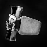 Death Head Skull on Iron Cross Sterling Silver Ring