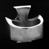Death Head Skull on Iron Cross Sterling Silver Ring