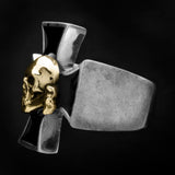 Death Head Skull on Iron Cross Bi Metallic Stainless Steel Ring