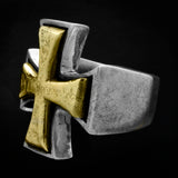 Iron Cross Bi Metallic Stainless Steel Ring