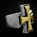 Iron Cross Bi Metallic Stainless Steel Ring