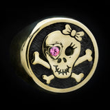 Ladies Skull and Cross Bones with Bow Ring