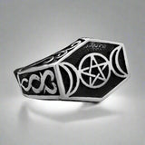 Triple Moon Pentagram Ring