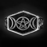 Triple Moon Pentagram Ring
