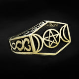 Triple Moon Pentagram Ring