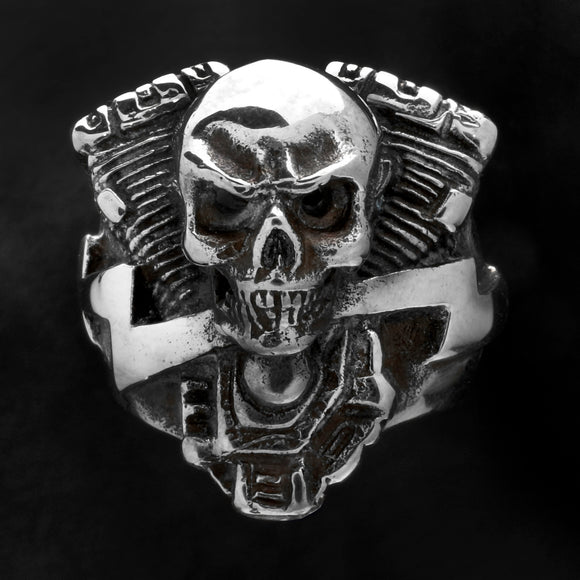 V-Twin Engine with Skull Ring