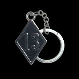 1%er / Number 13 Nickel Plate Keychain Pair - Key Chain - Big Joes Biker Rings