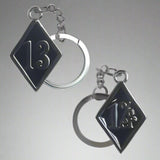 1%er / Number 13 Nickel Plate Keychain Pair - Key Chain - Big Joes Biker Rings