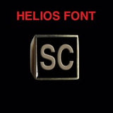 Helios Font - R to Z Two Letter Bronze Rings - Ring - Big Joes Biker Rings