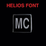 Helios Font - M to Q Two Letter Silver Rings - Ring - Big Joes Biker Rings