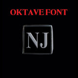 Oktave Font - M to Q Two Letter Silver Rings - Ring - Big Joes Biker Rings