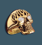 Flaming Death Skull Ring - Ring - Big Joes Biker Rings