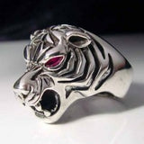 Tiger Ring with Marquise Eyes - Ring - Big Joes Biker Rings