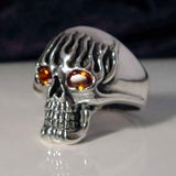 Flaming Death Skull Ring - Ring - Big Joes Biker Rings