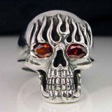 Flaming Death Skull Ring - Ring - Big Joes Biker Rings