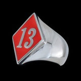 13 Bad Luck Diamond Face Ring - Ring - Big Joes Biker Rings