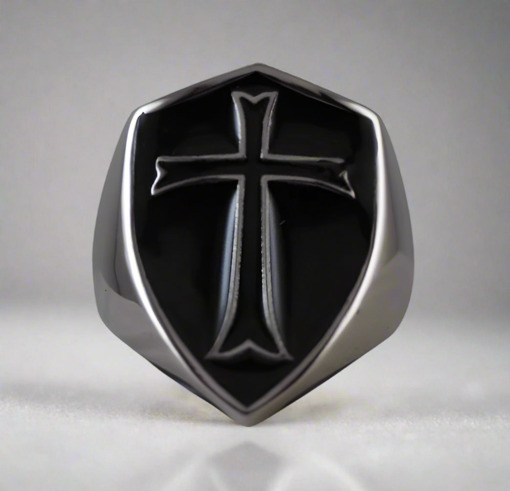 Crusader Cross Knights Templar Ring (Black) – Big Joes Biker Rings