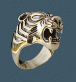 Tiger Ring with Marquise Eyes - Ring - Big Joes Biker Rings