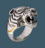 Tiger Ring with Marquise Eyes - Ring - Big Joes Biker Rings