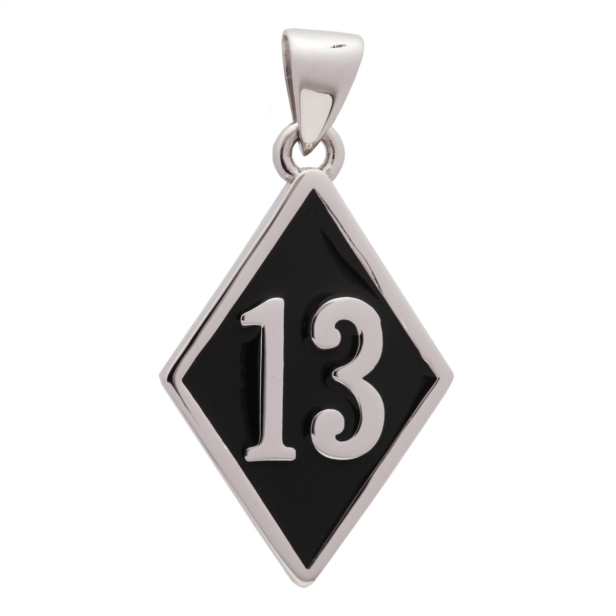 Number 13 Bad Luck Diamond Face Large Stainless Steel