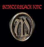 Oval Gothic Font 1-Letter Bronze Rings - Ring - Big Joes Biker Rings
