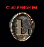 Oval K22 Ambelyn Font 1-Letter Bronze Rings - Ring - Big Joes Biker Rings