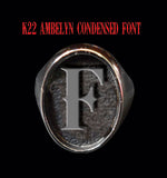 Oval K22 Ambelyn Font 1-Letter Stainless Steel Rings - Ring - Big Joes Biker Rings