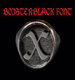 Oval Gothic Font 1-Letter Stainless Steel Rings - Ring - Big Joes Biker Rings