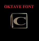 Square Oktave Font 1-Letter Bronze Rings - Ring - Big Joes Biker Rings