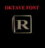 Square Oktave Font 1-Letter Bronze Rings - Ring - Big Joes Biker Rings