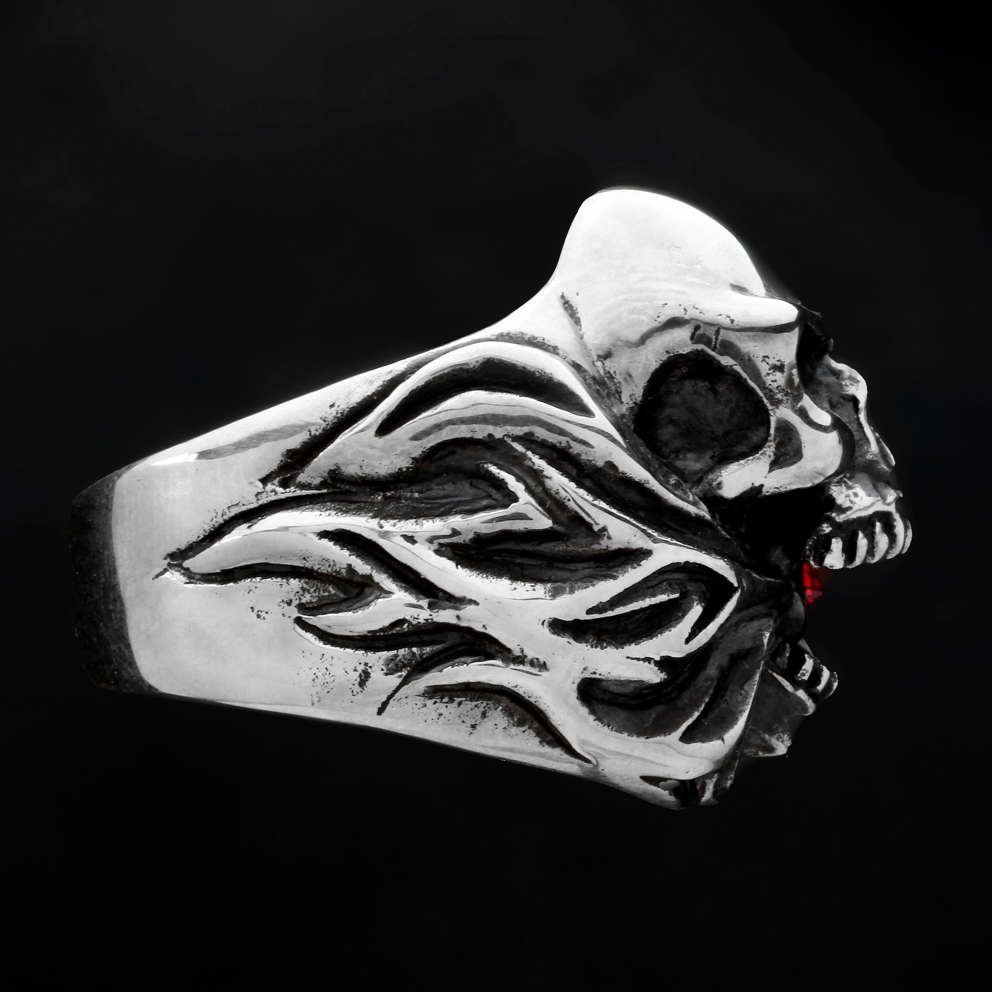 Hell Fire Skull Ring – Big Joes Biker Rings