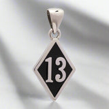 Number 13 Bad Luck Diamond Face Small Stainless Steel Pendant