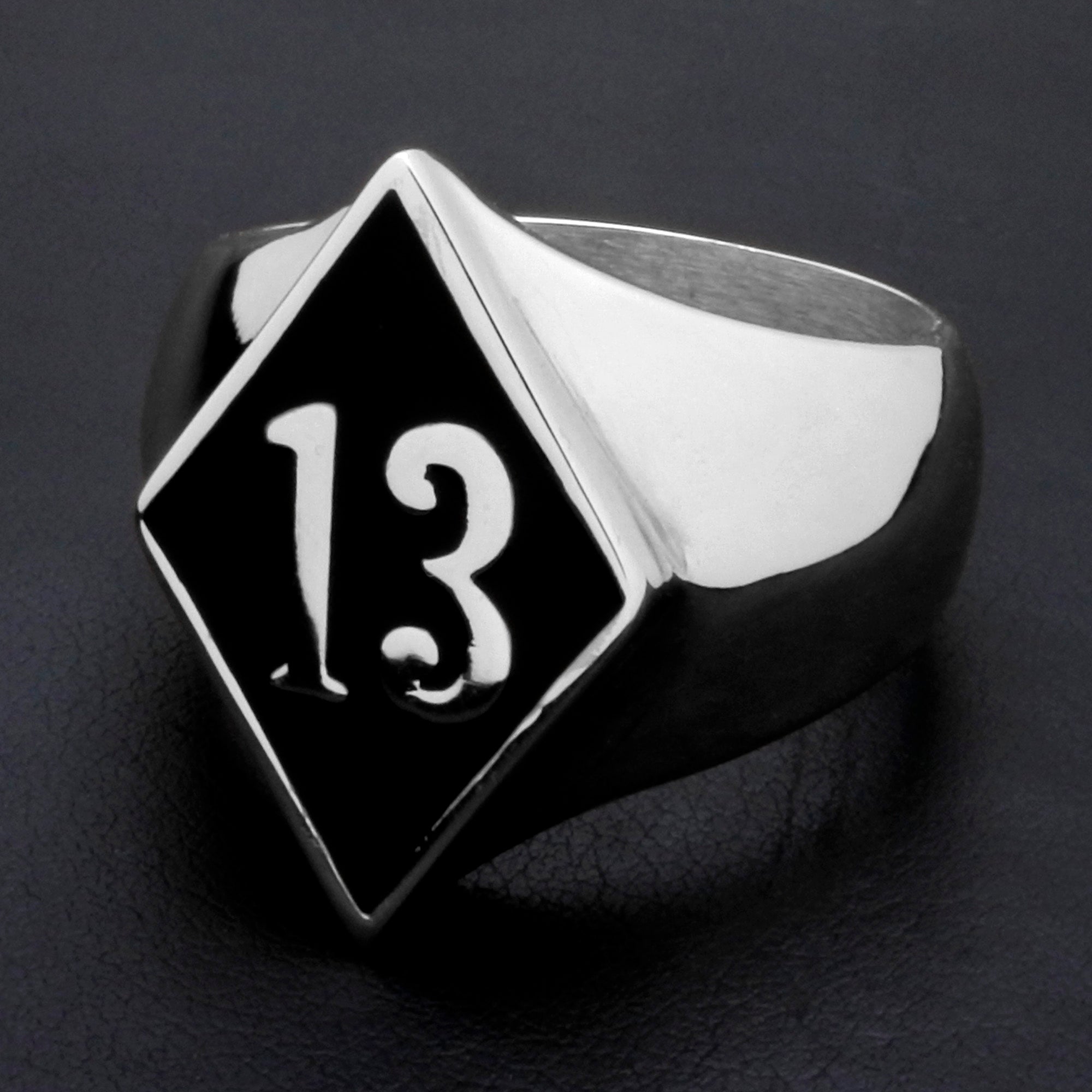 13 Bad Luck Diamond Face Ring – Big Joes Biker Rings