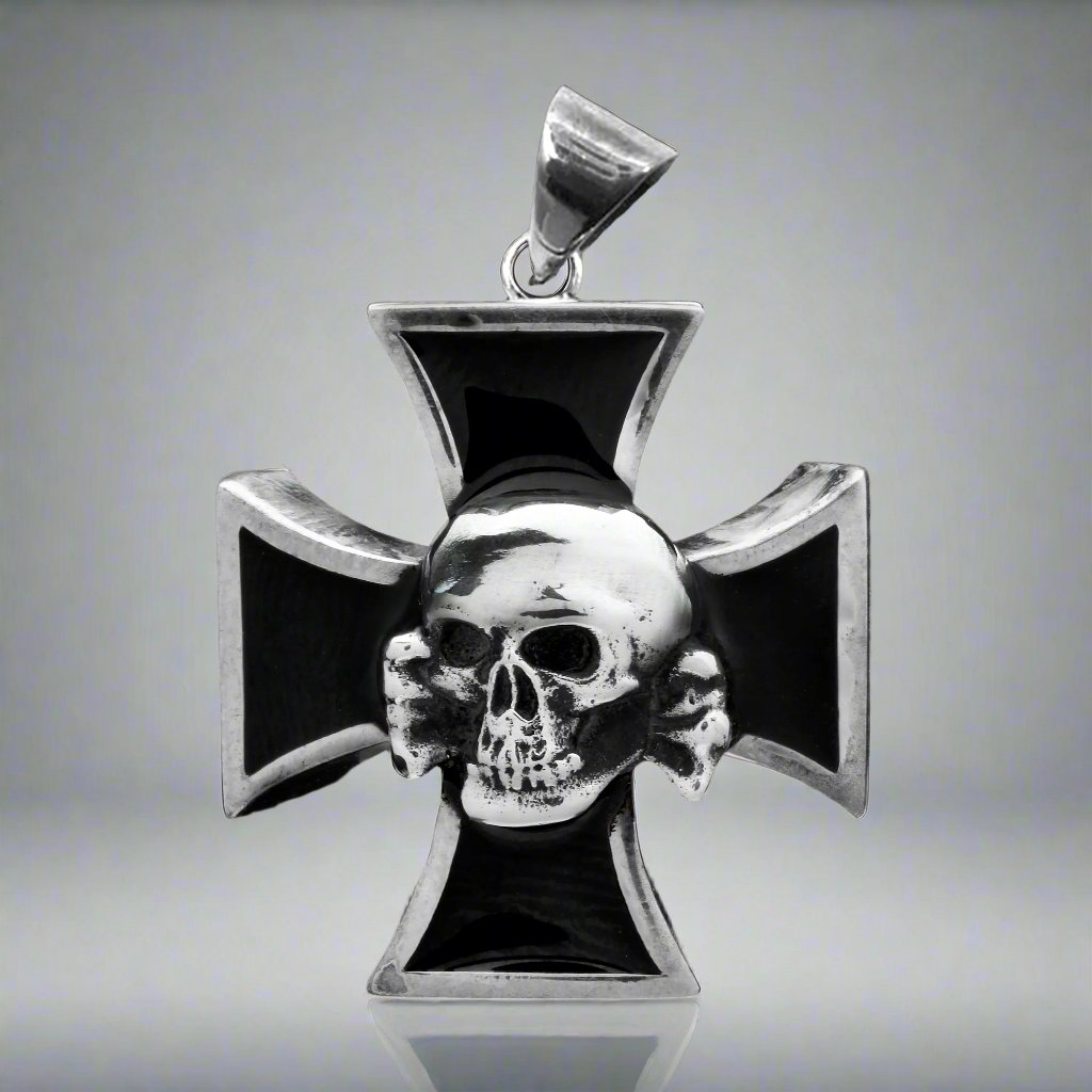 Death Head Skull Iron Cross Pendant – Big Joes Biker Rings