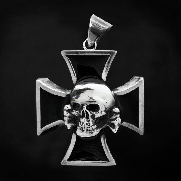 Death Head Skull Iron Cross Pendant