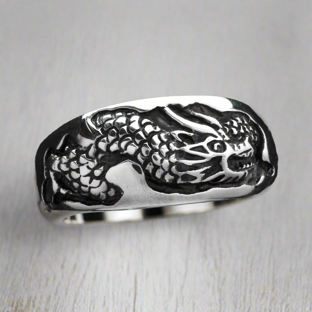 Engraved Chinese Dragon Ring – Big Joes Biker Rings