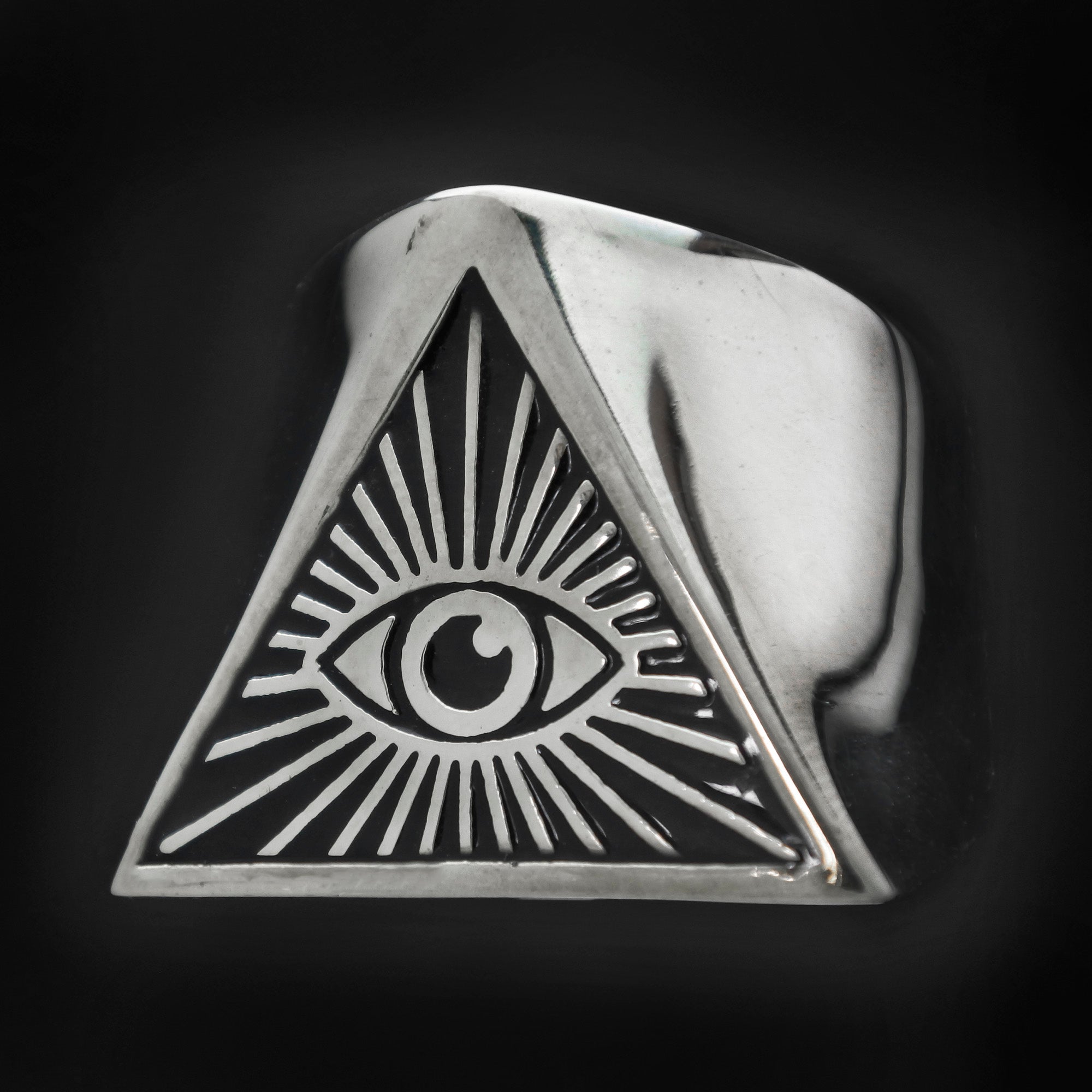 Zysta Men's All-Seeing Eye Ring - Stainless Steel Pyramid Triangle Ring, Sizes 9-13 - View #8