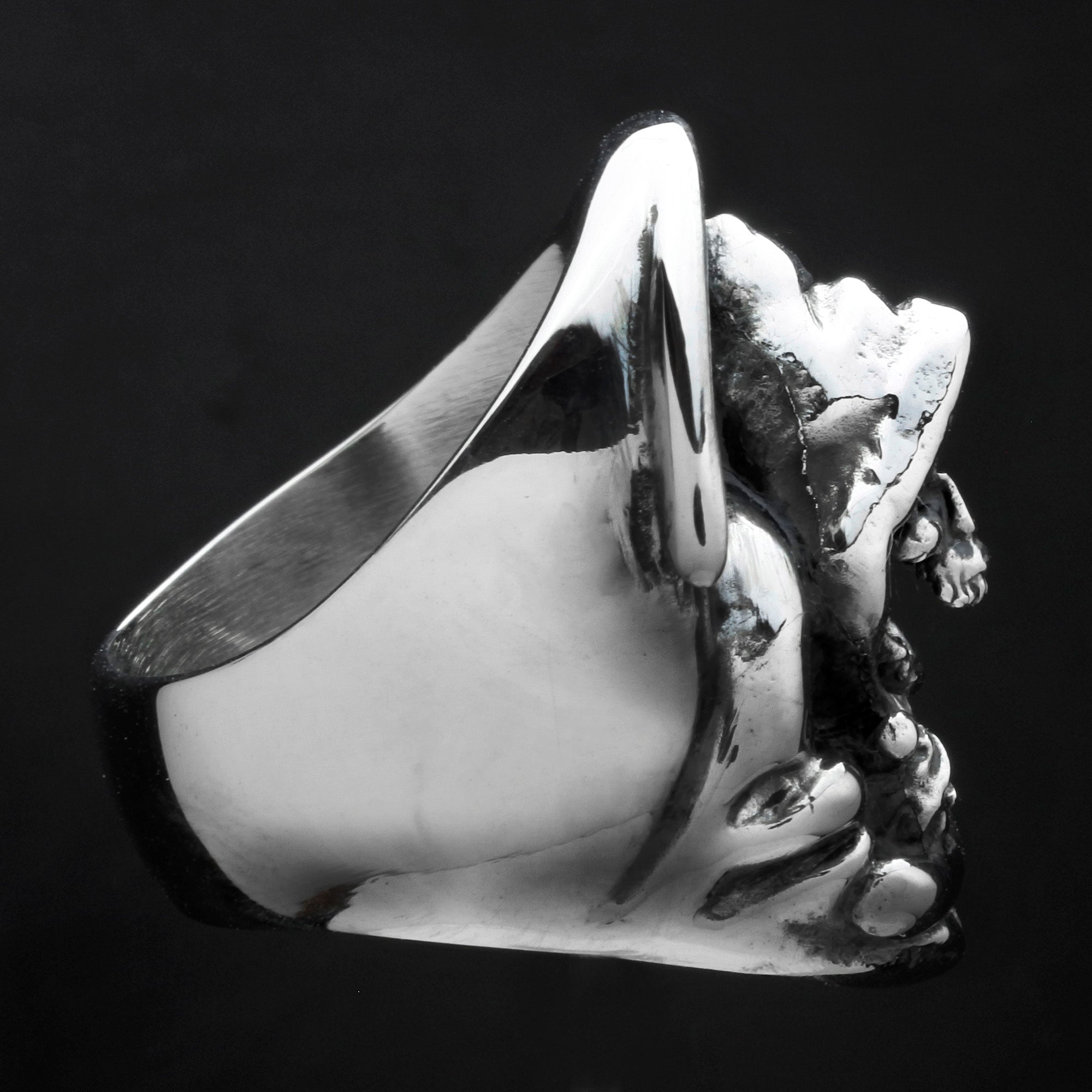 thumbnail image 2 of Tommyway Jewelry Stainless Steel Grim Reaper Biker Skull Ring – Men's Band Sizes 9-14 2 of 5