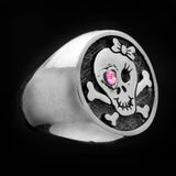 Ladies Skull and Cross Bones with Bow Ring