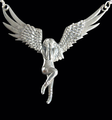 Fallen Angel Sterling Silver Pendant - Pendant - Big Joes Biker Rings