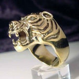 Tiger Ring with Marquise Eyes - Ring - Big Joes Biker Rings