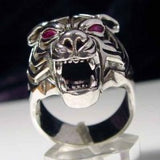 Tiger Ring with Marquise Eyes - Ring - Big Joes Biker Rings
