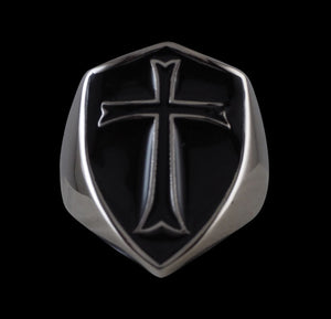 Crusader Cross Knights Templar  Ring (Black) - Ring - Big Joes Biker Rings