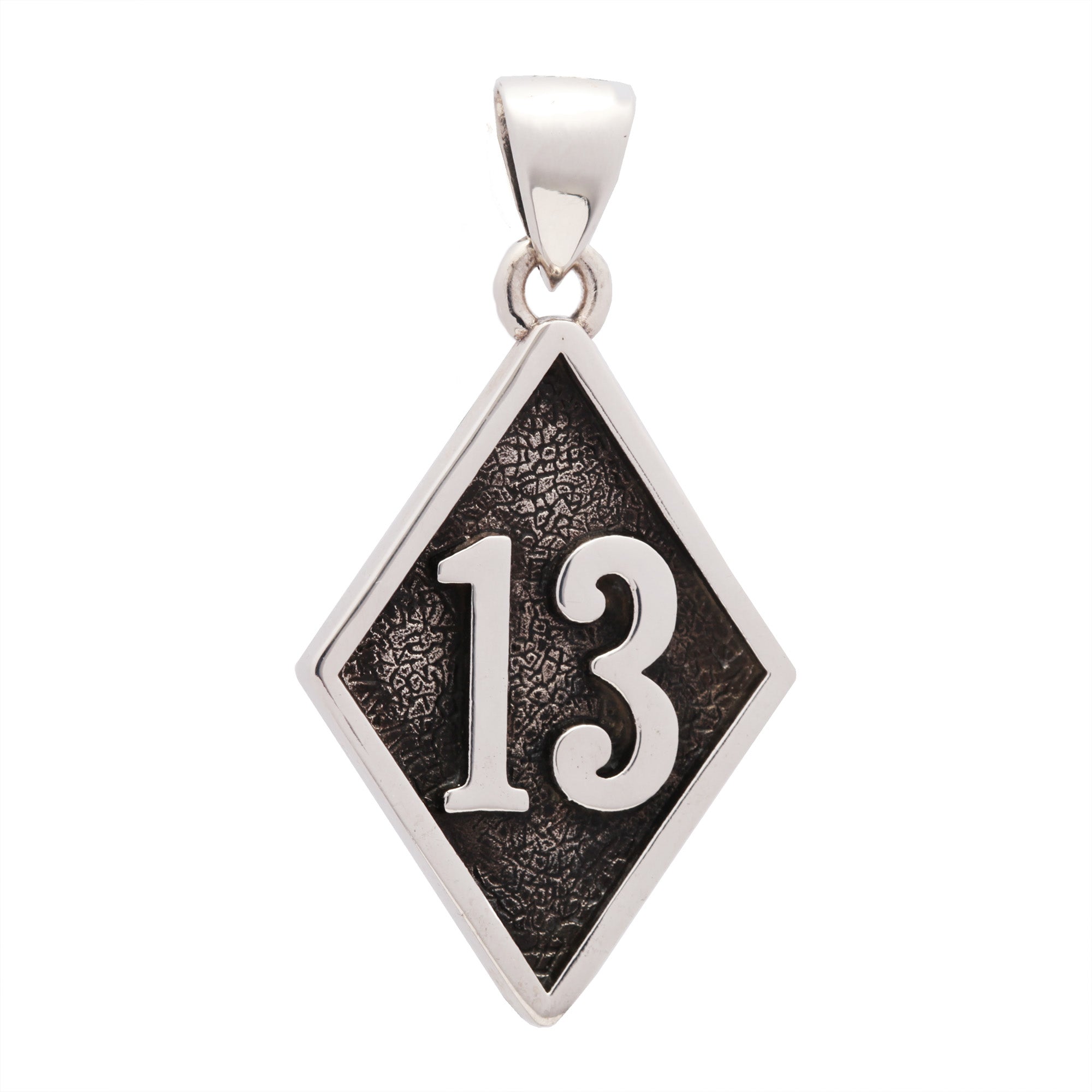 Number 13 Bad Luck Diamond Face Large Sterling Silver