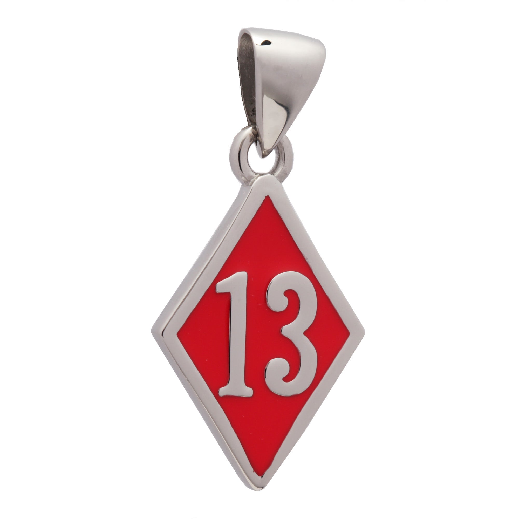 Number 13 Bad Luck Diamond Face Small Stainless Steel