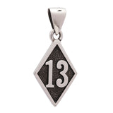 Number 13 Bad Luck Diamond Face Small Stainless Steel Pendant