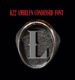 Oval K22 Ambelyn Font 1-Letter Stainless Steel Rings - Ring - Big Joes Biker Rings