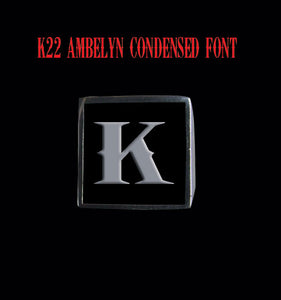 Square 19mm K22 Ambelyn Font Letter K Stainless Steel Ring - Clearance - Big Joes Biker Rings