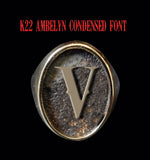 Oval K22 Ambelyn Font 1-Letter Bronze Rings - Ring - Big Joes Biker Rings
